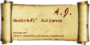 Andirkó Julianna névjegykártya